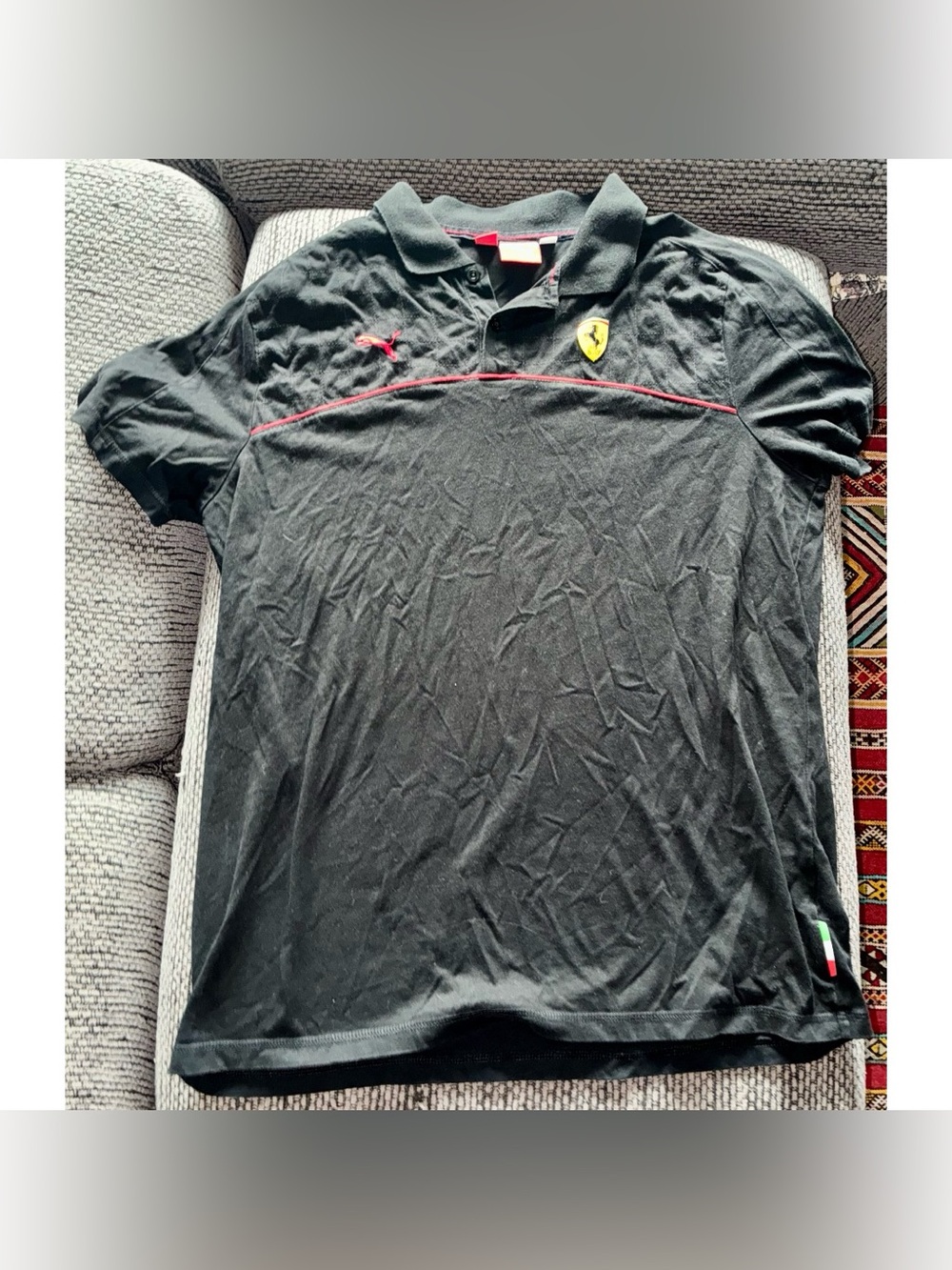 Men’s Scuderia Ferrari Short-sleeve Black Polo Shirt, SZ L